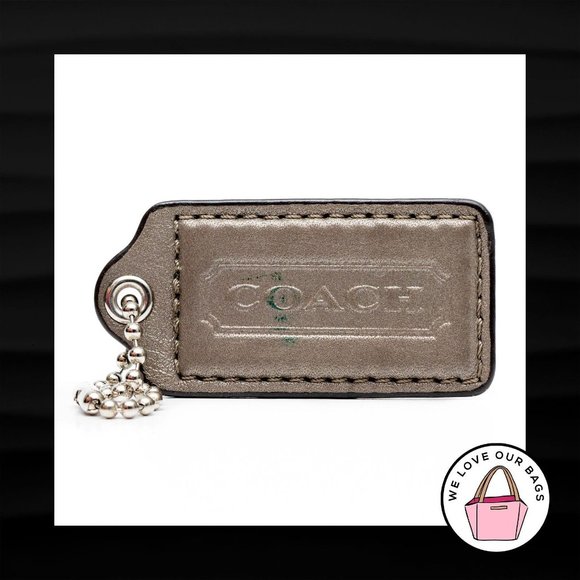 2.5" Large COACH GRAY GREY LEATHER KEY FOB TAG - Picture 1 of 1